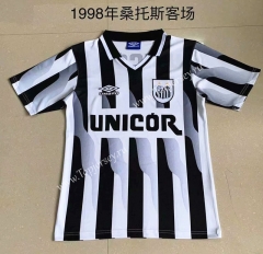 Retro Version 1998 Santos FC Away Black&White Strip Thailand Soccer Jersey AAA-AY