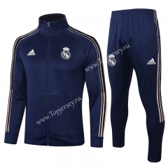2020-2021 Real Madrid High Collar Royal Blue Thailand Jacket Uniform-815