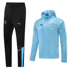 2020-2021 Manchester City Sky Blue Coat Uniform With Hat-LH