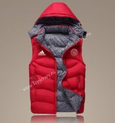 2021-2022 Ajax Red Double-Sided Wear Hooded Jackets Cotton Vest