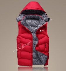 2021-2022 Red Double-Sided Wear Hooded Jackets Cotton Vest