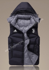 2021-2022 Juventus Black Double-Sided Wear Hooded Jackets Cotton Vest