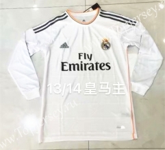 Retro Version 13-14 Real Madrid Home White LS Thailand Soccer Jersey AAA-826