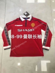 Retro Version 98-99 Manchester United Home Red LS Thailand Soccer Jersey AAA-826