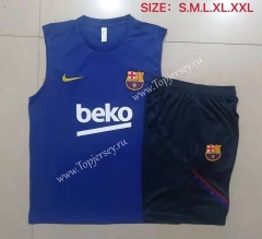 2021-2022 Barcelona Camouflage Blue Thailand Soccer Vest Tracksuit -815