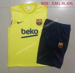 2021-2022 Barcelona Yellow Thailand Soccer Vest Tracksuit -815