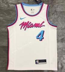 Miami Heat White Round Collar #4 NBA Jersey-311