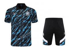 2021-2022 Olympique de Marseille Blue&Black Thailand Polo Uniform-418