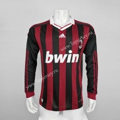 Retro Version 2009-2010 AC Milan Home Red&Black LS Thailand Soccer Jersey AAA-C1046