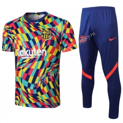 2021-2022 Barcelona Multicolour Short-sleeved Thailand Soccer Tracksuit-815