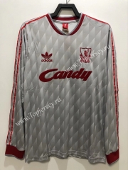 Retro Version 89 Liverpool Away Gray&White LS Thailand Soccer Jersey AAA-811