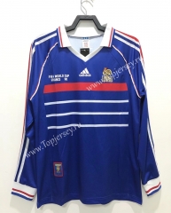 Retro Version 1998 France Home Blue LS Thailand Soccer Jersey AAA-811