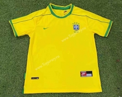 Retro Version 98 Brazil Home Yellow Thailand Soccer Jersey AAA-503