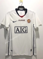 Retro Version 08-09 UEFA Champions League Manchester United Away White Thailand Soccer Jersey AAA-811