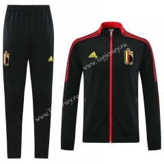 2021-2022 Belgium Black ( Ribbion ) Thailand Soccer Jacket Uniform-LH