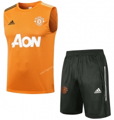 2021-2022 Manchester United Orange Thailand Soccer Vest Tracksuit-815
