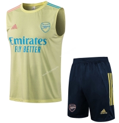 2021-2022 Arsenal Yellow Thailand Soccer Vest Tracksuit -815