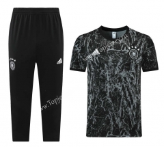 （Cropped trousers）2021-2022 Germany Black Short-Sleeved Thailand Soccer Tracksuit-LH