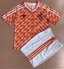 Retro Version 1988 Netherlands Home Orange Soccer Uniform-AY