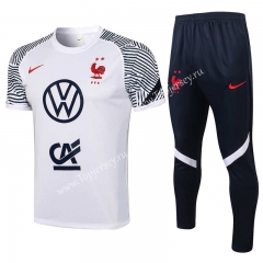 2021-2022 France White Short-Sleeved Thailand Soccer Tracksuit-815