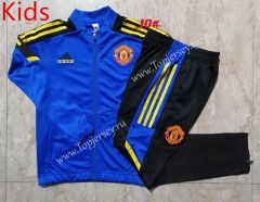 UEFA Champions League 2021-2022 Manchester United Camouflage Blue Kids/Youth Soccer Jacket Uniform-815