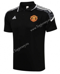 2021-2022 UEFA Champions League Manchester United Black Thailand Polo Shirt-815