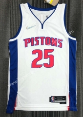 75th Anniversary Detroit Pistons White #25 NBA Jersey-311