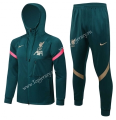 2021-2022 Liverpool Dark Green Soccer Jacket Uniform With Hat-815