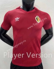 Retro Version 1986 Player Version Belgium Home Red Thailand Soccer Jersey AAA