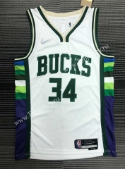 2021-2022 City edition Milwaukee Bucks White #34 NBA Jersey-311
