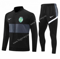2021-2022 Sporting Clube de Portugal Black Thailand Soccer Jacket Uniform -HR