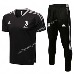 2021-2022 Juventus Black Short-sleeved Thailand Soccer Tracksuit-815