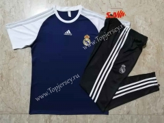 2021-2022 Real Madrid Royal Blue Short-Sleeve Thailand Soccer Tracksuit-815