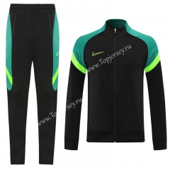 Black&Green Thailand Soccer Jacket Uniform-LH