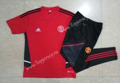 2022-2023 Manchester United Red Short-sleeve Thailand Soccer Tracksuit-815