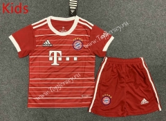 2022-2023 Bayern München Home Red Kids/Youth Soccer Uniform-GB