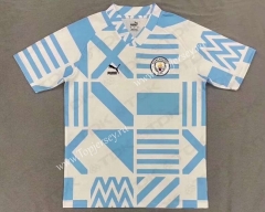 2022-2023 Pre-Match Manchester City Blue&White Training Soccer Jersey AAA