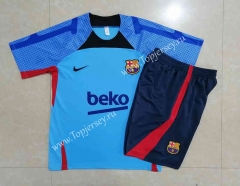 2022-2023 Barcelona Blue Short-sleeved Thailand Soccer Tracksuit -815