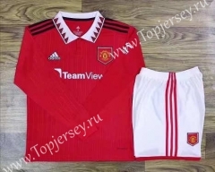 2022-2023 Manchester United Home Red LS Soccer Uniform-709