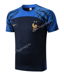 2022-2023 France Royal Blue Short-Sleeved Thailand Soccer Tracksuit Top-815