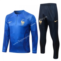 2022-2023 Ink jet Version France Camouflage Blue Thailand Soccer Tracksuit-815