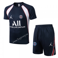 2022-2023 Jordan Paris SG Royal Blue Short-sleeved Thailand Soccer Tracksuit -815