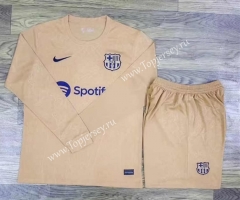 2022-2023 Barcelona Away Gold LS Soccer Uniform-709