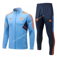 2022-2023 Manchester United Light Blue Thailand Soccer Jacket Uniform-815