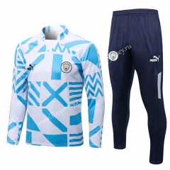 2022-2023 Manchester City White Thailand Soccer Tracksuit Uniform-815