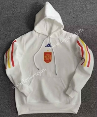 2022-2023 Spain White Thailand Soccer Tracksuit Top With Hat-LH