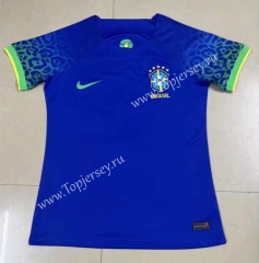 2022-2023 Brazil Away Blue Thailand Women Soccer Jersey AAA-HR