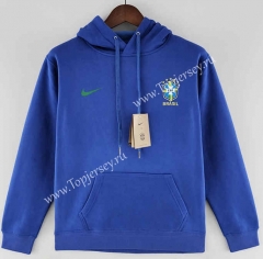 2022-2023 Brazil Blue Thailand Soccer Tracksuit Top With Hat-LH
