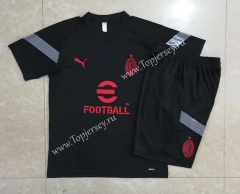 2022-2023 AC Milan Black Short-sleeved Thailand Soccer Tracksuit-815