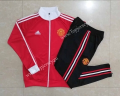 2022-2023 Manchester United High Collar Red Thailand Soccer Jacket Uniform-815
